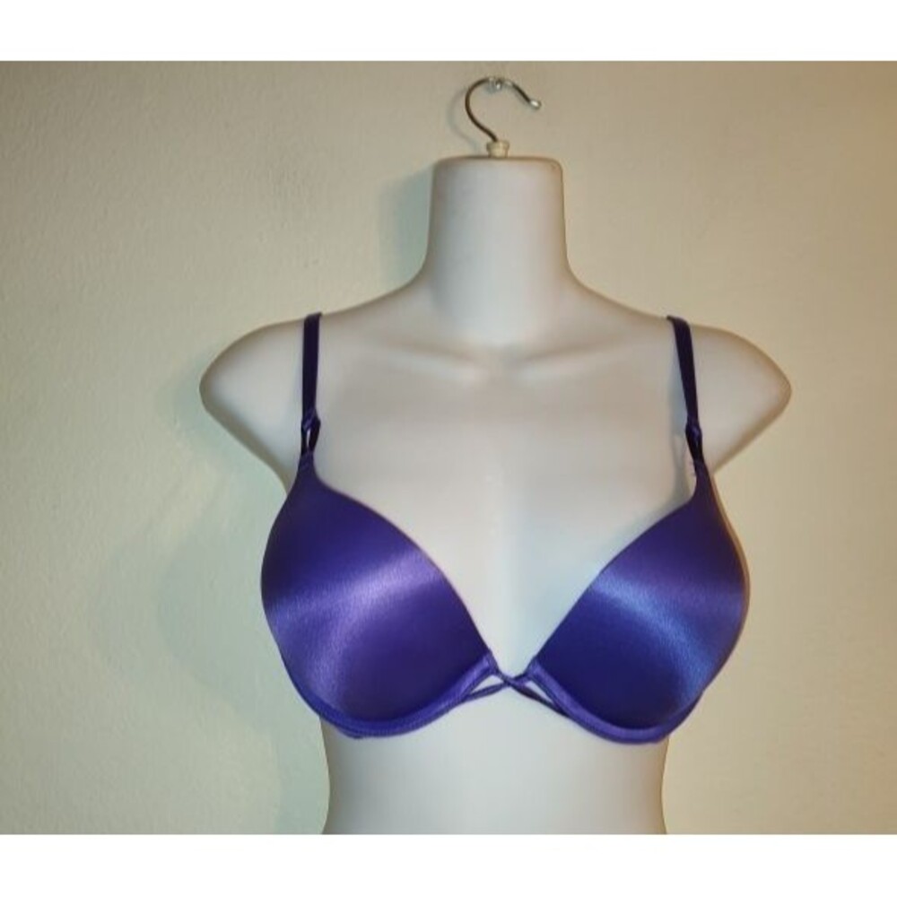 Victoria's Secret Bombshell Add 2 Cups Purple Bra w Rhinestone Straps Size 34B